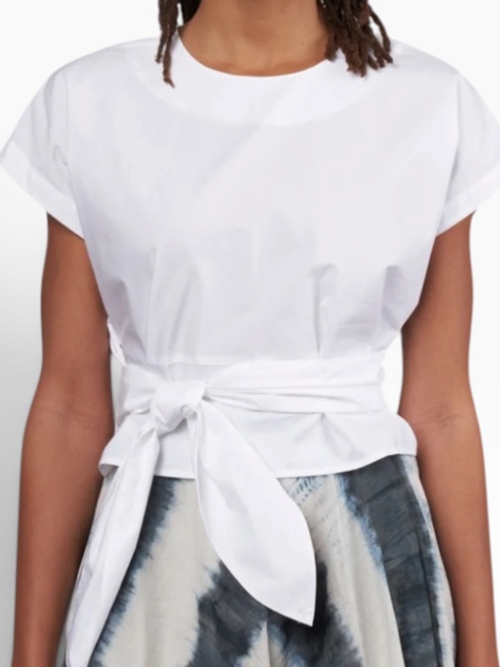 Cara Cara White Cotton Poplin "Bianca" Tie Waist Blouse M